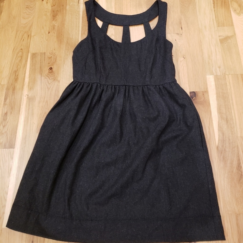 Wool Cutout Dress with Pockets